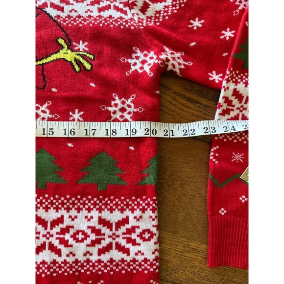 SpongeBob SquarePants Christmas Sweater Mens M Red White Snowflake Tree - Picture 6 of 6